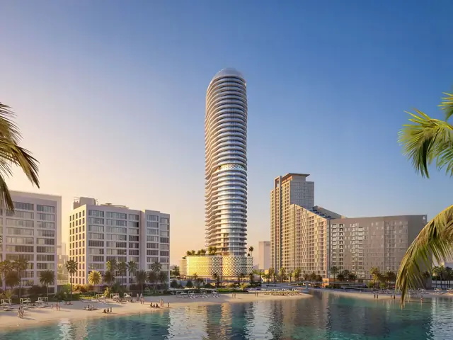 Waterfront by Missoni tower rising over its beach on Al Reem Island