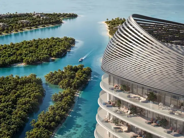 The tower above the mangrove channels, aerial view