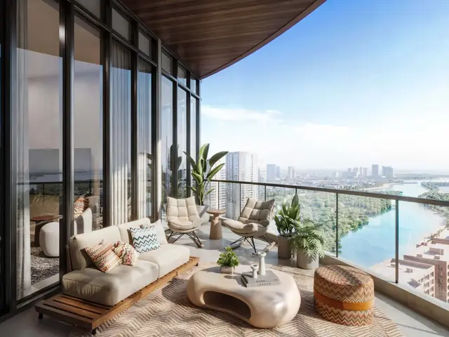 Balcony lounge over the water