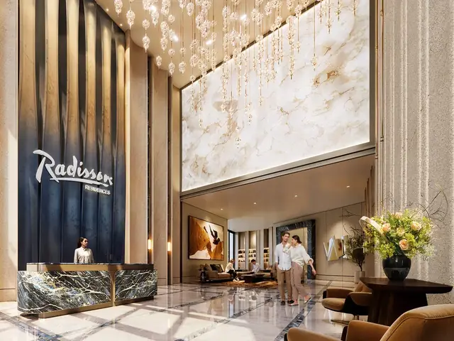 Double-height Radisson lobby